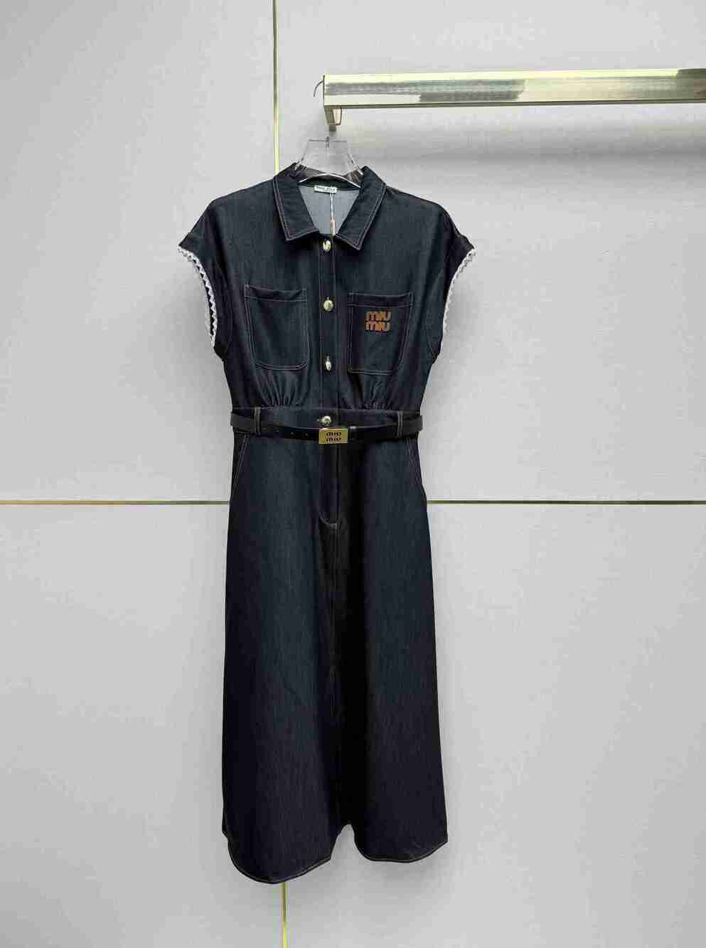Miu Miu Dark Denim Midi Shirt Dress